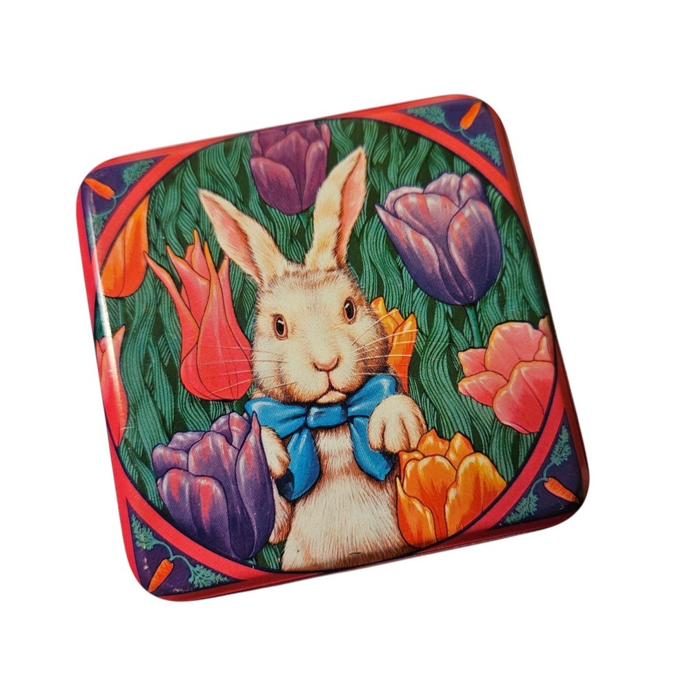 Garden Bunny Easter Tin Department‎ 56 Small Vintage Storage Tin 3.5" x 3.5"